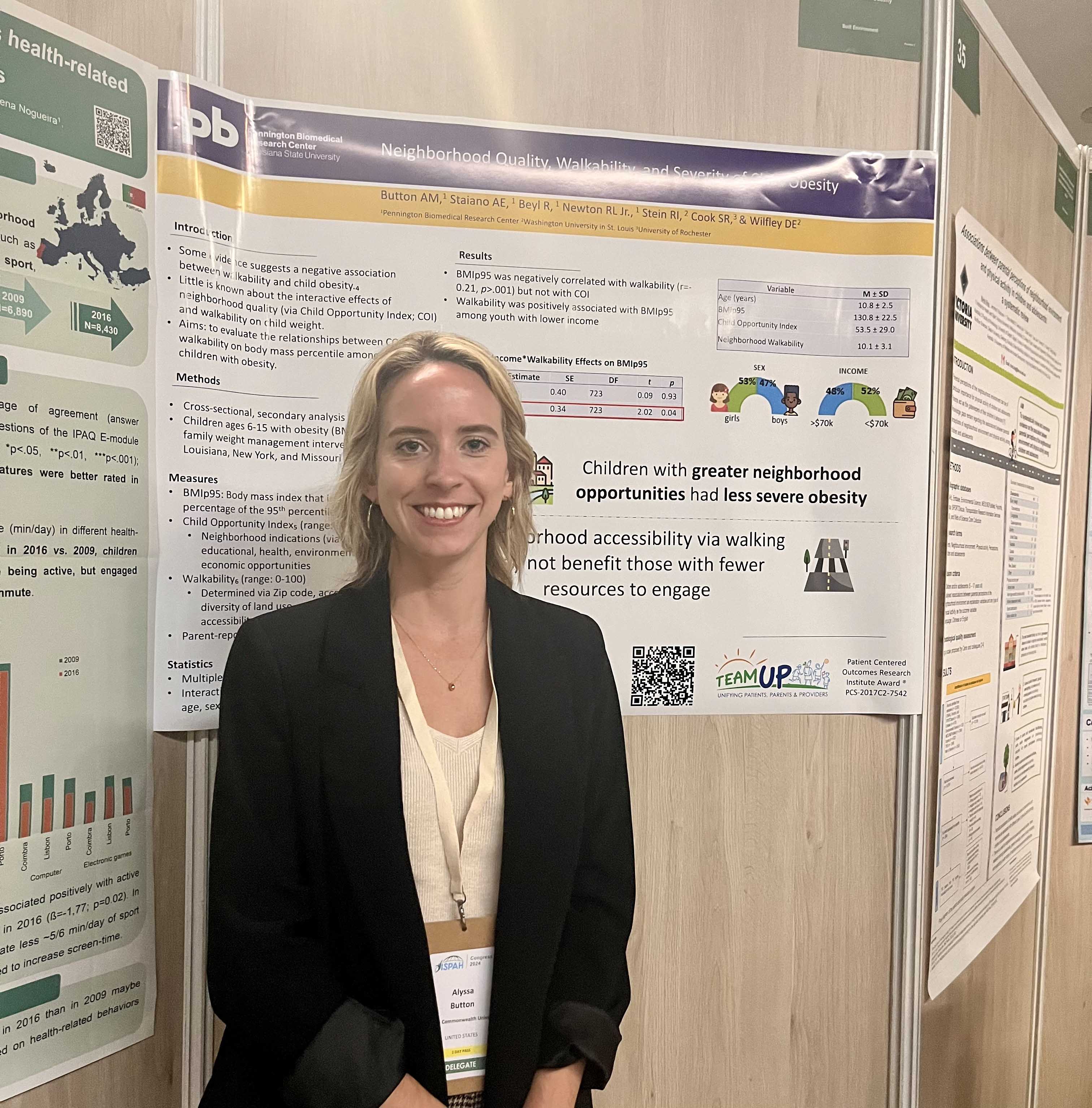 Photo of Dr. Alyssa Button at the International Society of Physical Activity and Health Conference in Paris, France.