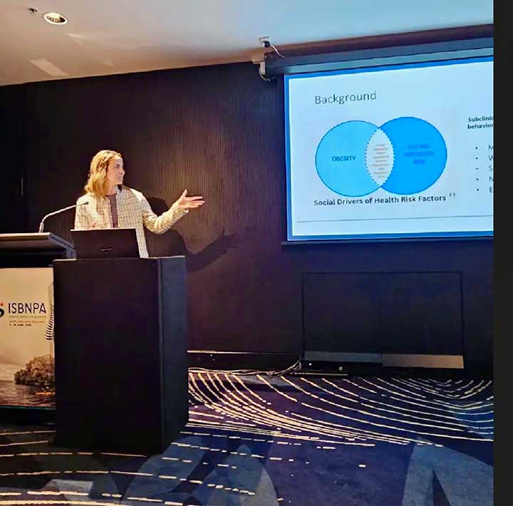Photo of Dr. Alyssa Button at the International Society of Behavioral Nutrition and Physical Activity (ISBNPA) Conference in Auckland, New Zealand.
